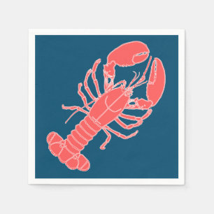 Guardanapos de mariscos azul-marinho rosa-lagosta