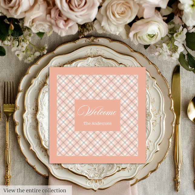 Guardanapos de mesa cinza coral com nome personali (Coral Grey Table Napkins Custom Name Chic Design)