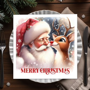 Guardanapos de mesa de Natal Rudolph Papai Noel Es