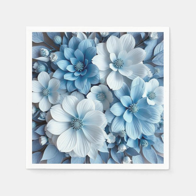 💙 Guardanapos de mesa florais azuis e brancos Ele (Frente)