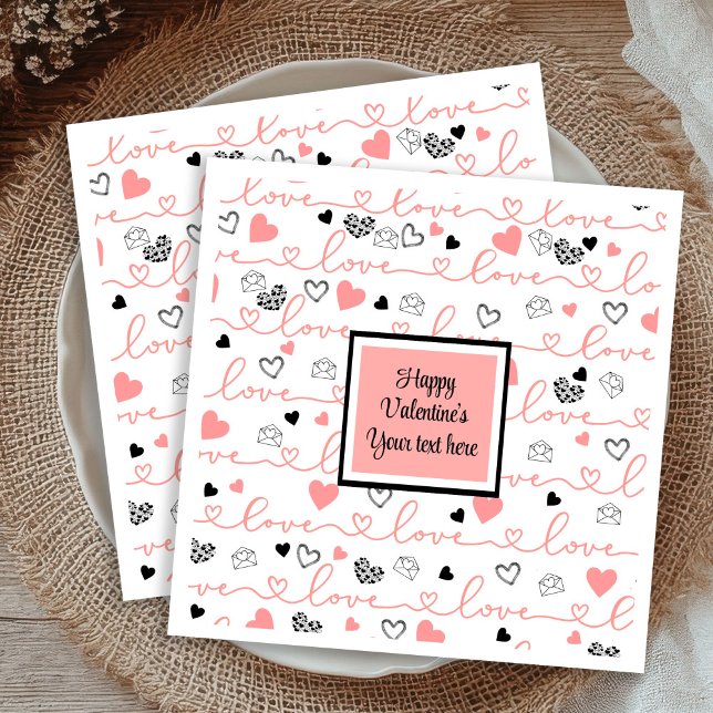 Guardanapos de mesa personalizados com texto de am (Personalized Table Love Text Art Valentine Napkins)