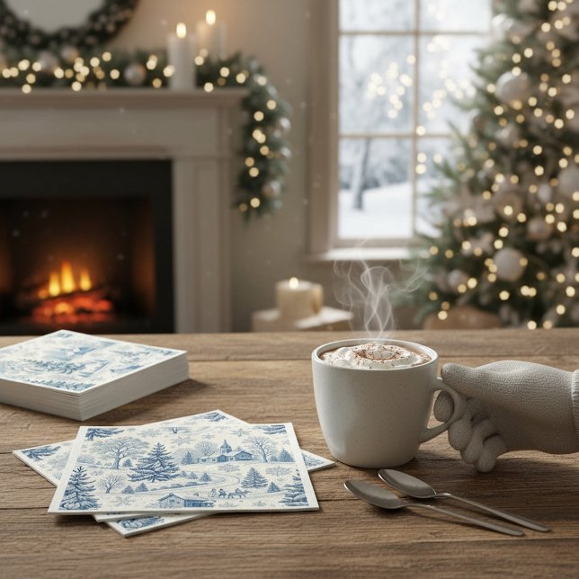 Guardanapos de Natal Blue Winter Village Toile (Criador carregado)