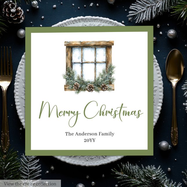 Guardanapos de Natal Boho Escandinavo Elegante (Minimalist Bohemian Botanical Holiday Napkins)
