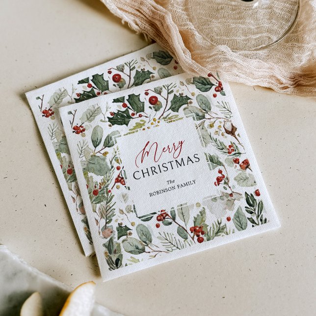 Guardanapos de Natal Botânicos Personalizados (Criador carregado)