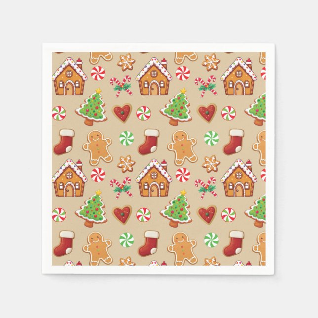 Guardanapos de Natal Casa de Biscoito de Gengibre  (Frente)