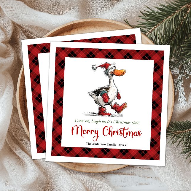 Guardanapos de Natal com Humor Excêntrico e Bobo (Christmas Quirky Silly Goose Humor Napkins)