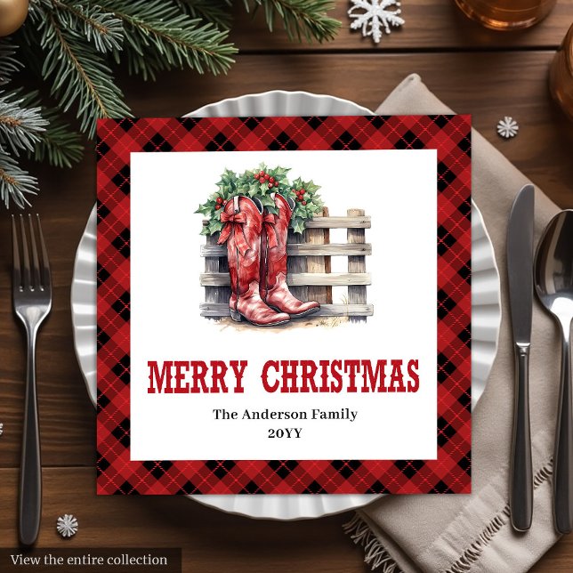 Guardanapos de Natal com Xadrez Clássico de Búfalo (Classic Western Buffalo Check Party Napkins)
