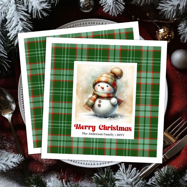 Guardanapos de Natal de Desenho Animado com Boneco (Cartoon Christmas Snowman Napkins Digital for Kids)