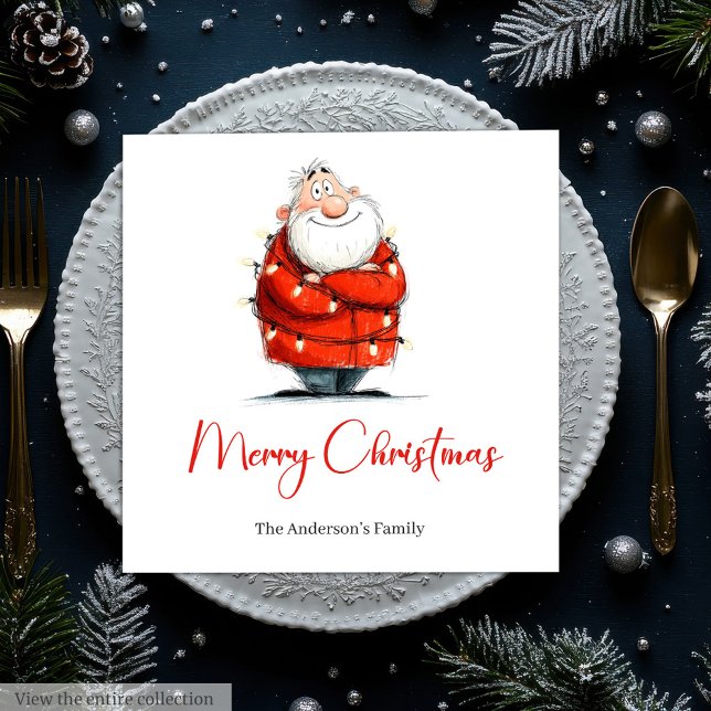 Guardanapos de Natal Divertidos e Caprichosos Pers (Whimsical Funny Santa Custom Holiday Napkins)