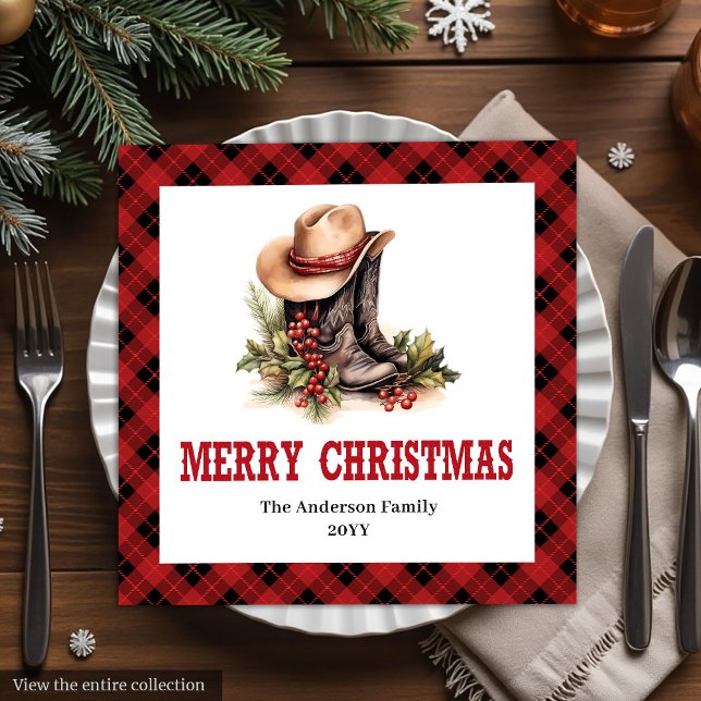 Guardanapos de Natal em estilo xadrez búfalo para  (Farmhouse Christmas napkins buffalo plaid style

)