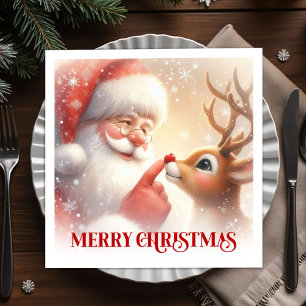 Guardanapos de Natal Encantador de Papai Noel e Ru