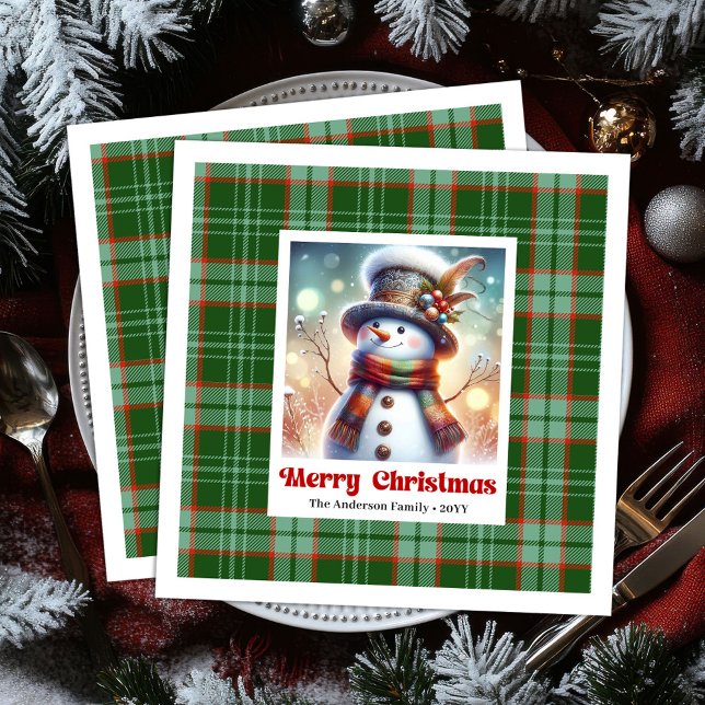 Guardanapos de Natal engraçados de Papel para Cria (Funny Christmas Snowman Napkins Printable Kids Style Gold

)