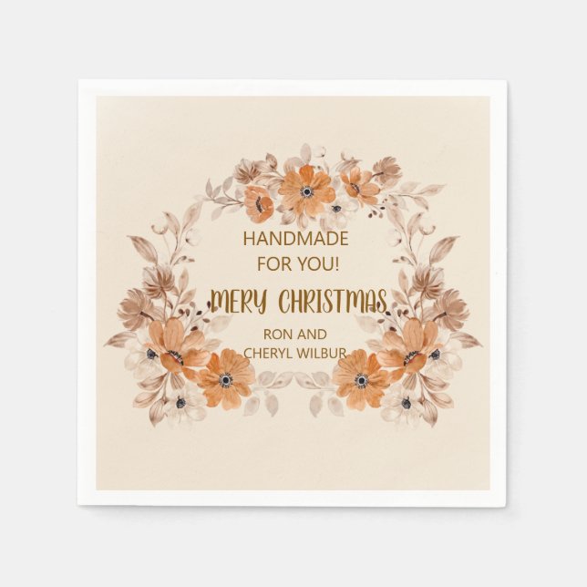 Guardanapos de Natal Florais Boho Rústicos (Frente)