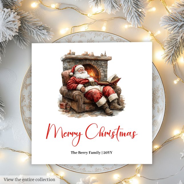 Guardanapos de Natal Modernos e Aconchegantes com  (Classic Santa Claus Modern Cozy Christmas Napkin)