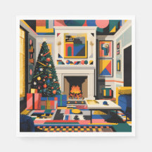 Guardanapos de Natal New Wave Pop Art dos Anos 80