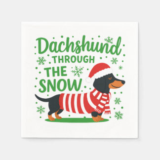 Guardanapos de Natal para Coquetel com Dachshund