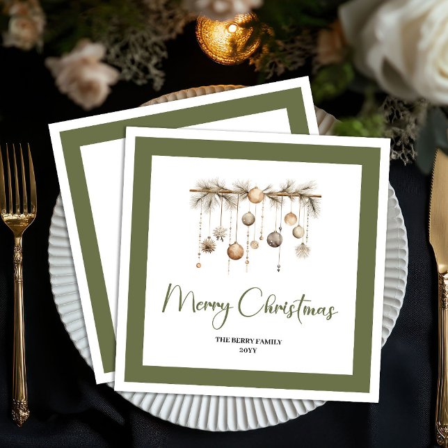 Guardanapos de Natal para Família Bolas de Natal e (Cozy Farmhouse Christmas Balls Family Napkins)