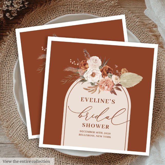 Guardanapos de noiva boho pampas de terracota româ (Romantic terracotta pampas boho bridal napkins

)