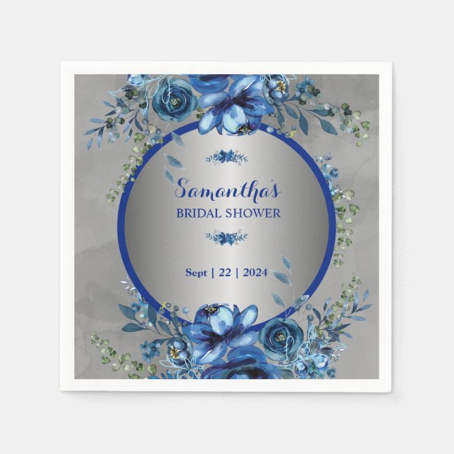 Guardanapos de Noiva Flores de Prata Elegantes (Frente)