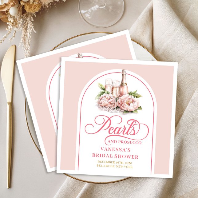 Guardanapos de Noiva Modernos Personalizados Rosa  (Modern Personalized Blush and Gold Bridal Napkin)