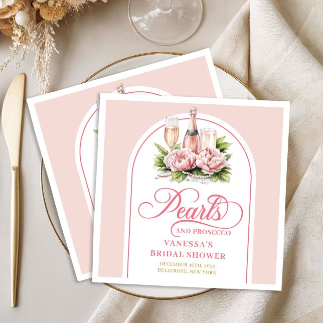 Guardanapos de Noiva Personalizados Bege e Dourado (Elegant Personalized Blush and Gold Bridal Napkin)