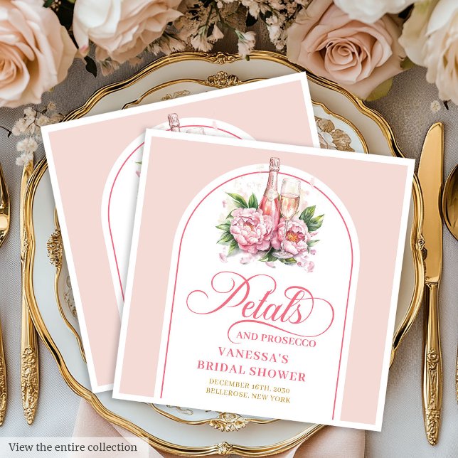 Guardanapos de Noiva Pétalas Florais Modernas e Pr (Modern Floral Petals and Prosecco Bridal Napkins)