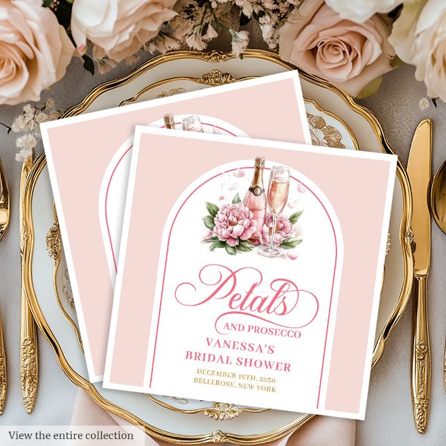 Guardanapos de Noiva Pétalas Sofisticadas e Prosec (Sophisticated Petals and Prosecco Bridal Napkin)