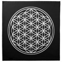 Flor da Vida White Crystal Grid Cloth Negra
