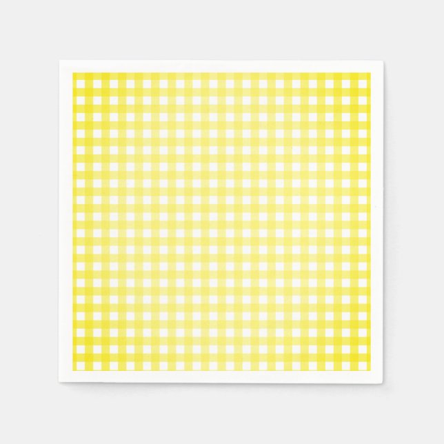 Guardanapos de papel amarelo Faye xadrez (Frente)