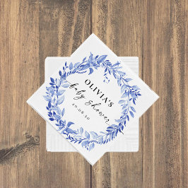 Guardanapos de papel azul de porcelana floral