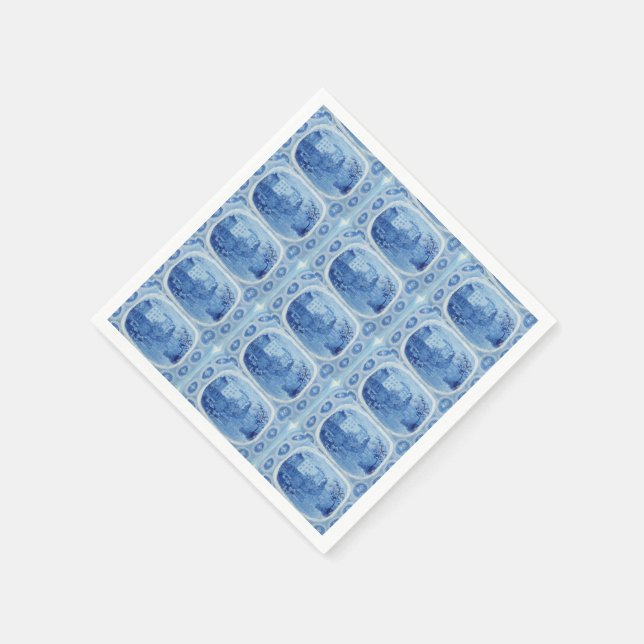 Guardanapos de Papel Azul e Azul pintados à Mão (Canto)