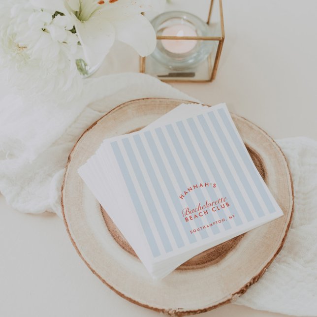 Guardanapos de papel azul empoeirado para despedid (Retro Modern Bachelorette Blue Paper Napkins)