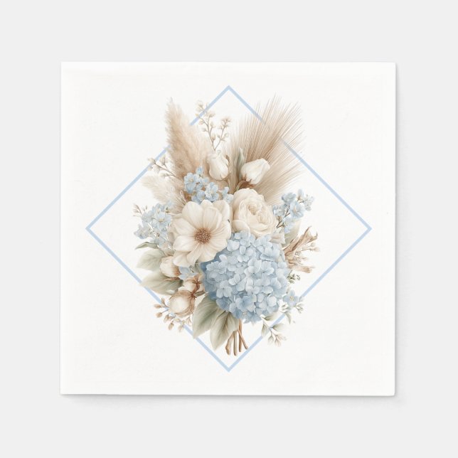 Guardanapos de papel Boho Blue Hydrangea (Frente)
