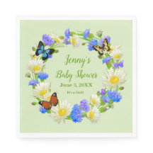 Guardanapos de papel Butterfly Wildlowers Baby Sho