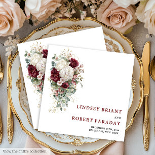 Guardanapos de papel Chic Boho Burgundy Gold Rose