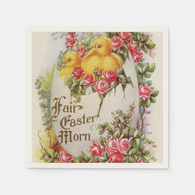 Guardanapos de papel Coelhinhos de Páscoa e Rosas (Frente)