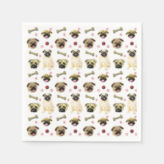Guardanapos de papel com estampa de Pug fofa