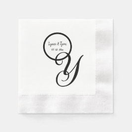 Guardanapos de Papel com Monograma Branco Preto Pe