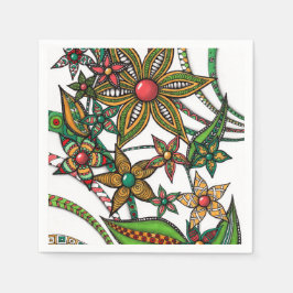 Guardanapos de papel com padrão floral Zentangle c