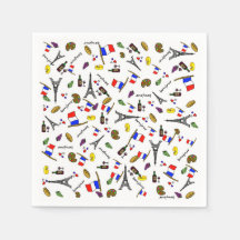 Guardanapos de papel com padrão temático da França