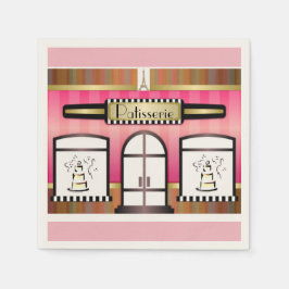 Guardanapos de papel com tema rosa Paris Patisseri