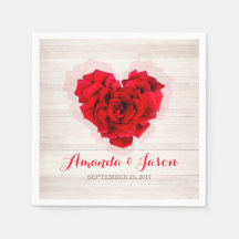 guardanapos de papel coquetel de rosa vermelha hhn