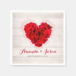 guardanapos de papel coquetel de rosa vermelha hhn