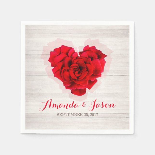 guardanapos de papel coquetel de rosa vermelha hhn (Frente)