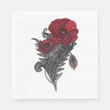 Guardanapos de papel de arte de linha botânica de