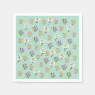Guardanapos de papel de buquês florais azul-verde