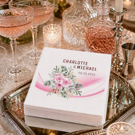 Guardanapos de papel de casamento com ondas rosa e