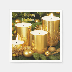 Guardanapos de Papel de Natal com Velas Douradas