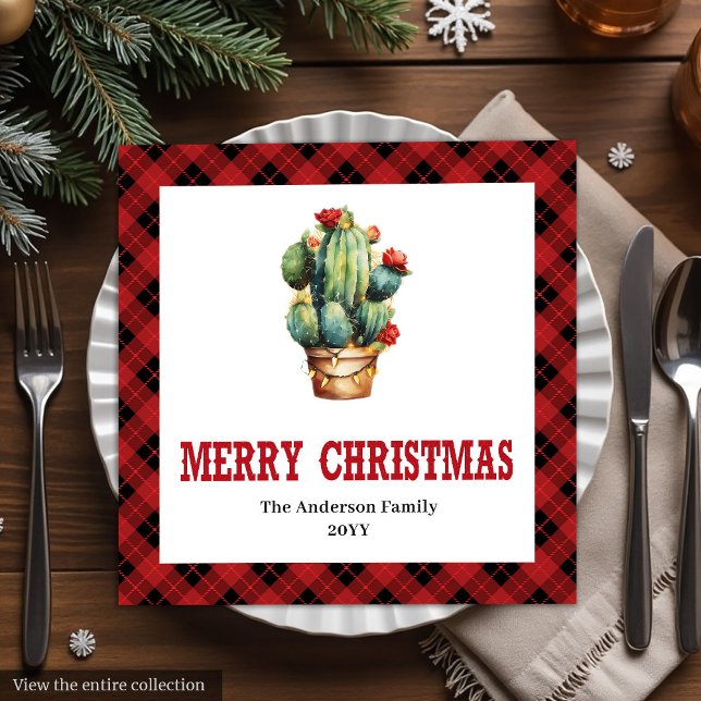 Guardanapos de papel de Natal com xadrez ocidental (Farmhouse Western Plaid Holiday Paper Napkins)