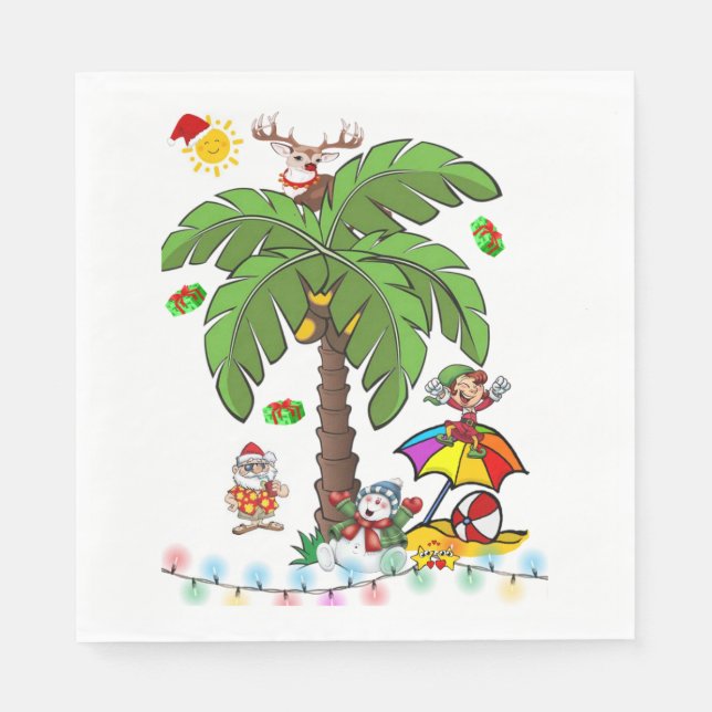 Guardanapos de papel de Natal, Papai Noel Beach Bu (Frente)